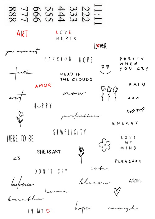 Mini Words & Feelings – set tatuaje temporare A4