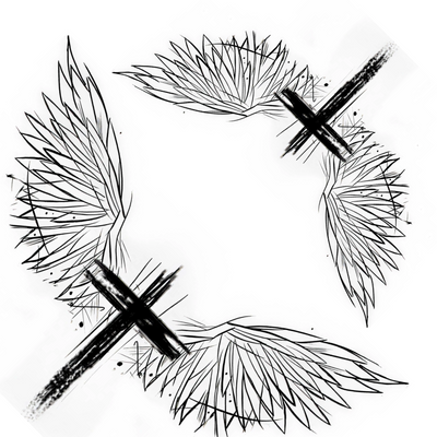 Abstract Wings & Crosses Temporary Tattoo – tatuaj temporar 15x15 cm