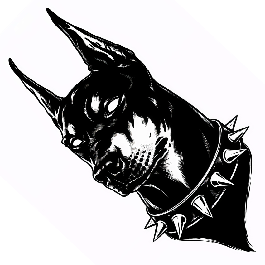 Doberman Spiked Collar Temporary Tattoo – tatuaj temporar 15x15 cm