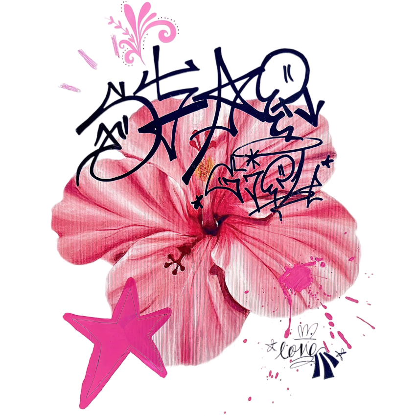 Pink Flower Graffiti Temporary Tattoo – tatuaj temporar 15x15 cm