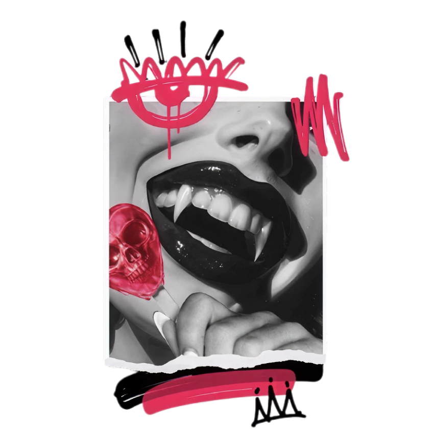 Vampire Lips Collage Temporary Tattoo – 15x15 cm temporary tattoo