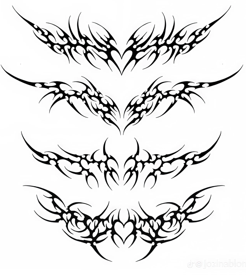 Tribal Heart Set Temporary Tattoo – 15x15 cm temporary tattoo
