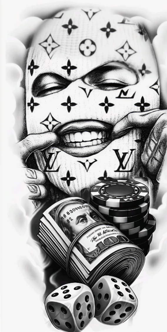 Money & Gamble Temporary Tattoo – tatuaj temporar 20x10 cm