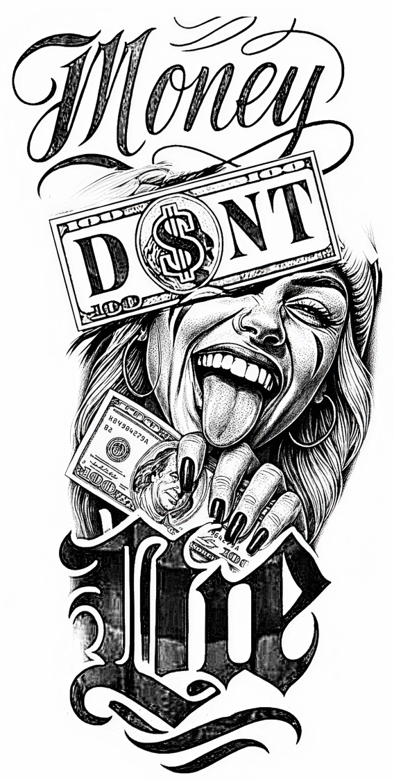 Money Dont Die Temporary Tattoo – tatuaj temporar 20x10 cm