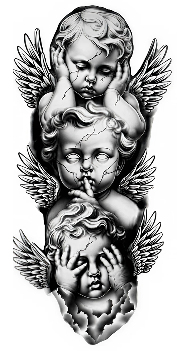 Three Cherubs Temporary Tattoo – tatuaj temporar 20x10 cm