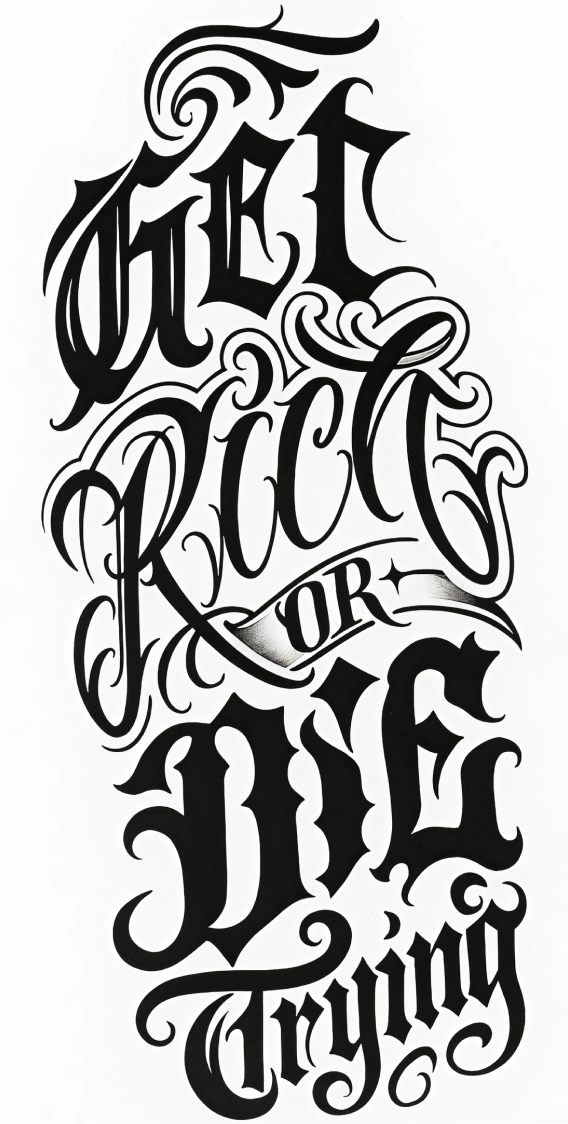 Get Rich Or Die Crying Temporary Tattoo – tatuaj temporar 20x10 cm