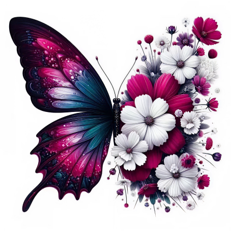 Butterfly & Flowers Temporary Tattoo – 8x8 cm temporary tattoo