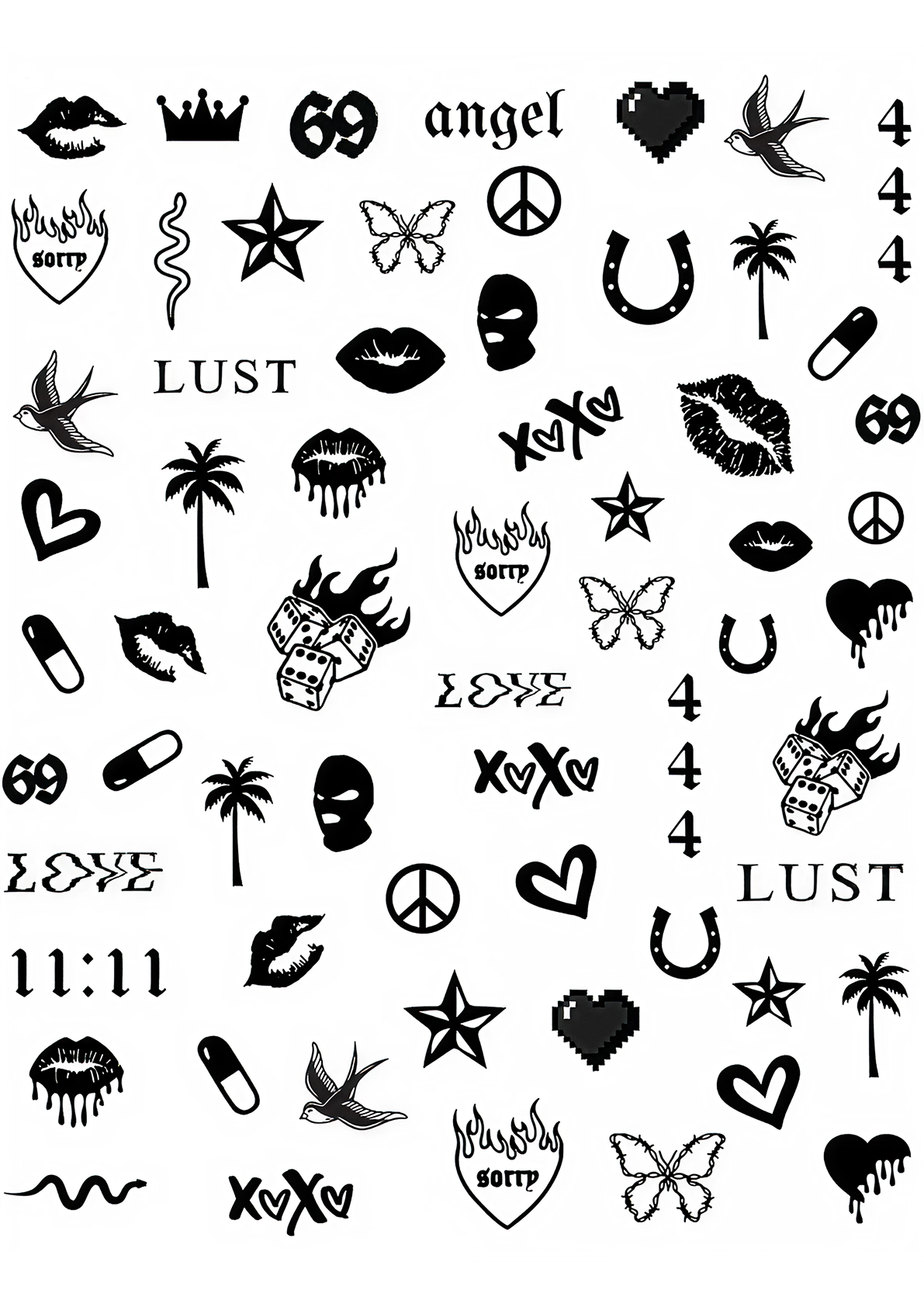 Lucky Icons – set tatuaje temporare A4