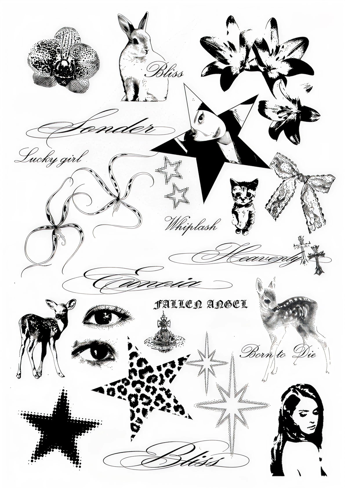 Bliss & Fallen Angel – set tatuaje temporare A4