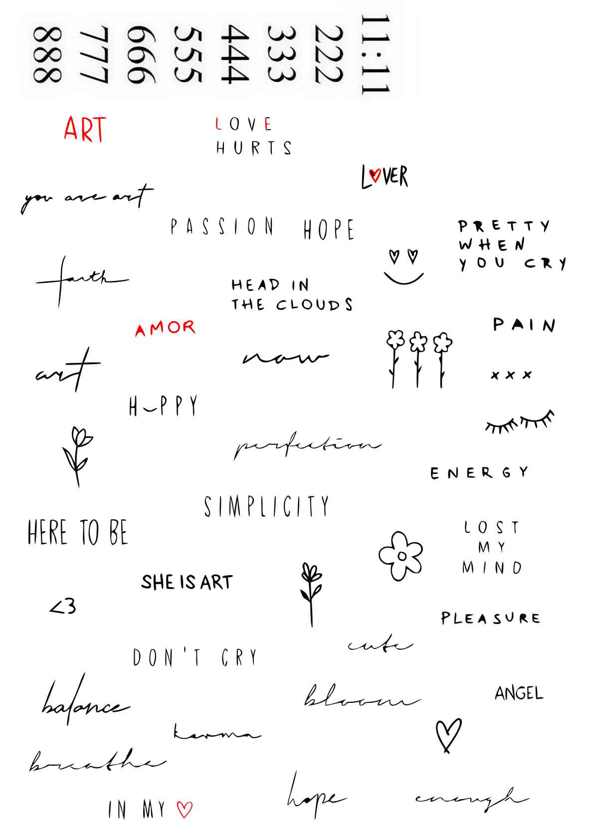 Mini Words & Feelings – set tatuaje temporare A4