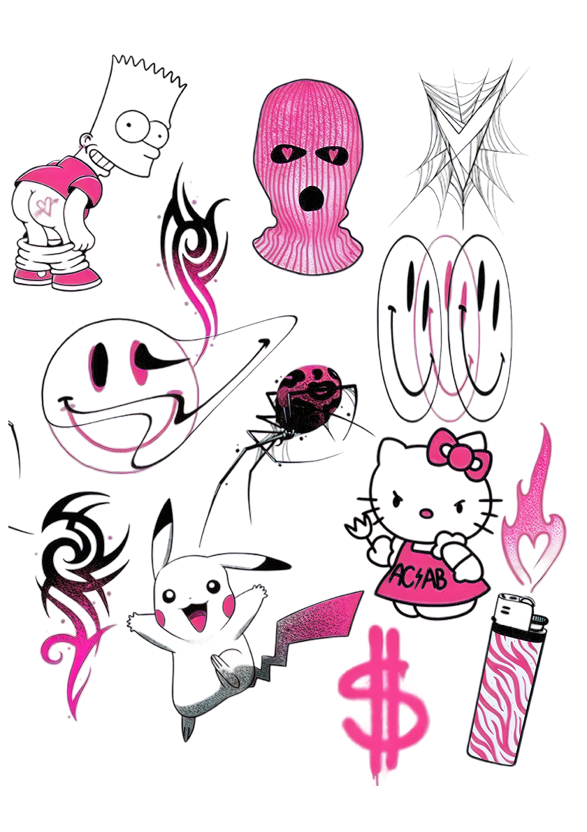 Pink Y2K – set tatuaje temporare A5